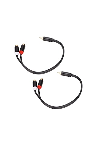 Youtek 2 Adet Rca Bölücü Kablosu - 1 Erkek 2 Dişi Y Tipi, Oksijenli Bakır Teli, Altınaltı Uçlar, 0.3m, Subwoofer/ses Sistemi İçin Mono'dan Stereo'ya Dönüştürücü