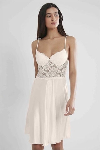 Pierre Cardin 627 Kadın İp Askılı Saten Gecelik-inci İnci