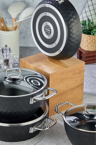 Cooker 7 Parça 4 Mm Özel Titanium Serisi Kapaklı Granit Tencere Seti-silver Diğer