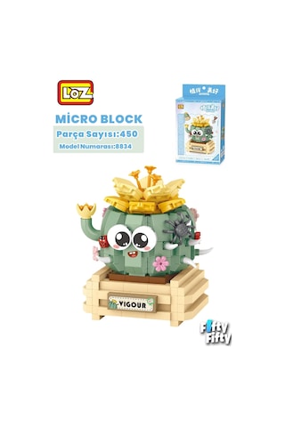 Loz Mikro Blok Serisi Kaktüs Figürü 450 Parça Oyuncak Yapım Seti Fflz-8834