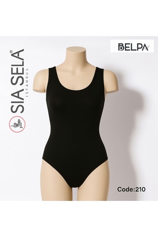Belpa Sıla Sella Kadın Siyah Klasik Atleti Body Sıfır Kol Siyah