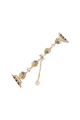 Apple Uyumlu Watch 10 Serisi 42mm - 38/40/41mm Kordon Taşlı Parlak İnce Flower Metal Bayanlar İçin Band