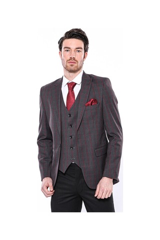Wessi Ekose Füme Slim Fit Erkek Ceket 001