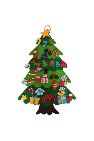 Çocuklar İçin Kendin Yap Keçe Noel Ağacı Hediyesi, Çıkarılabilir 32 Parça Noel Yeni Yıl Süslemeleri - Yujia Fmy Işıksız