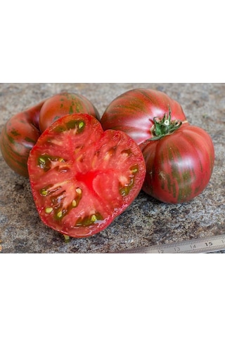 Striped Oxheart Fire Etli Beef Kalp Şeklinde Domates Tohumu 10 Tohum