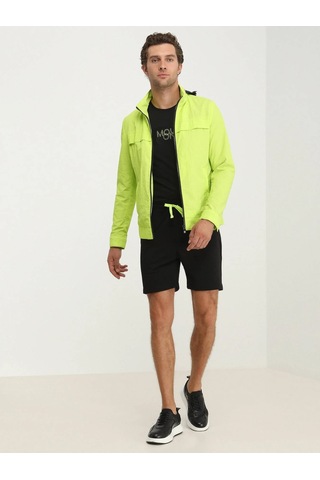 Kip Sarı Regular Fit Kapüşonlu Casual Dokuma Mont Sarı