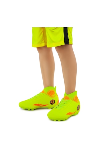 Kiko Kids 142 Fkp Boğazlı Krampon Çim Saha Erkek Çocuk Futbol Ayakkabı Sarı - Turuncu