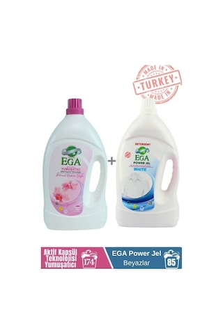 Ega Kimya Power Jel Beyaz Sıvı Yıkama Deterjanı 3900 ML + Aktif Kapsül Teknolojili Yumuşatıcı Orkide 4100 ML