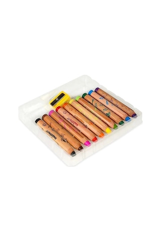 Çocuk Carioca Baby "3 In 1" Jumbo Ahşap Gövdeli Boya Kalemi 10'lu Çok Renkli