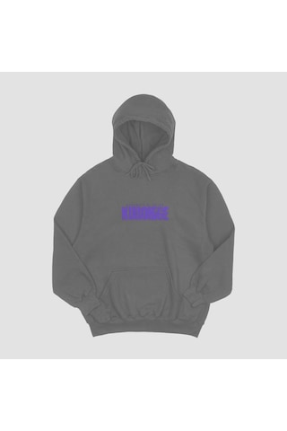 Unisex Gri Teach Baskılı Hoodie Oversize Kapşonlu Sweatshirt Gri