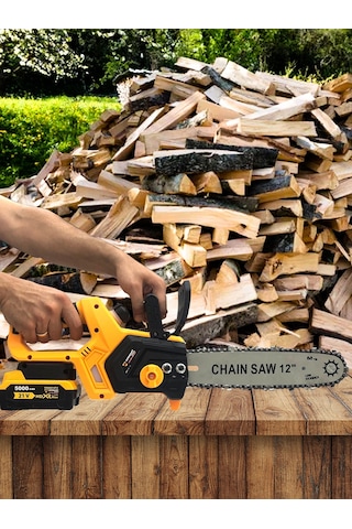 Germany Style 8007VFX Çift Akülü Otomatik Yağlamalı Dal Budama Makinesi Odun Ağaç Kesme Testeresi