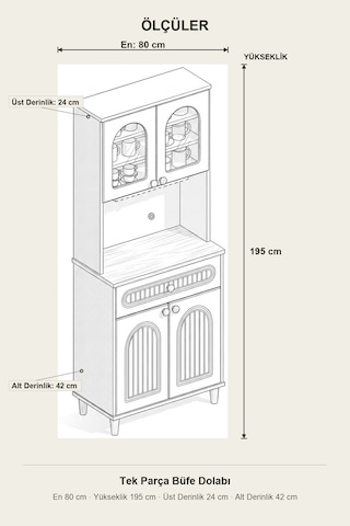 Barista Led Aydınlatmalı Kahve Köşesi Dolabı Retro Büfe 195cm Mdf Antrasit Gri