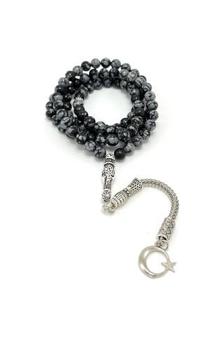 Yıldız Doğal Taş Karlı Obsidyen 6mm 99luk Doğal Taş Tesbih