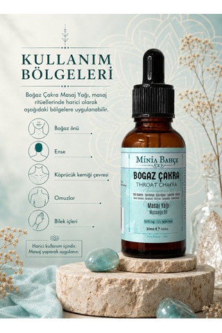 Minia Bahçe Itır Çay Ağacı ve Akgünlük İçerikli Boğaz Çakra Masaj Yağı 30 ML