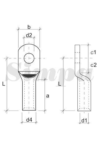 Sımpa Skp-e/050-m10/sd Kablo Pabucu Standart Delik , 50mm2 M10