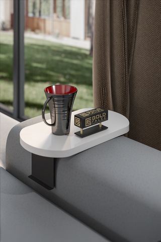 İkili Yan Sehpa Ayarlanabilir Tepsi Oval Dekoratif Krem