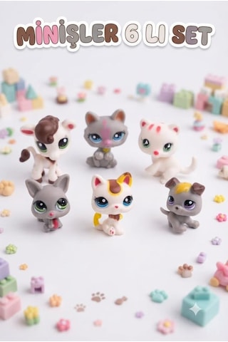Pet Star Little Sevimli Minişler 6'lı Miniş Oyuncak Seti Hayvan Figür ve Aksesuarları 3046A31