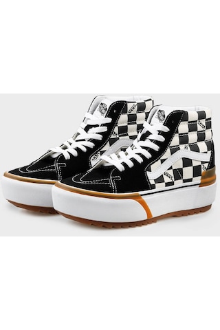 Vans Checkerboard Sk8-hı Stacked Kadın Sneaker Vn0a4btwvlv1 Vn0a4btwvlv1 Sbe Siyah-beyaz Siyah - Beyaz