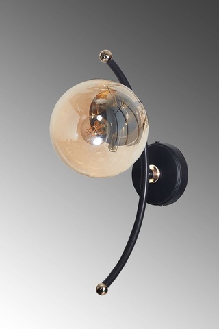 Luzarana Nora Siyah-gold Metal Gövde Bal Camlı Tasarım Aplik Sarı