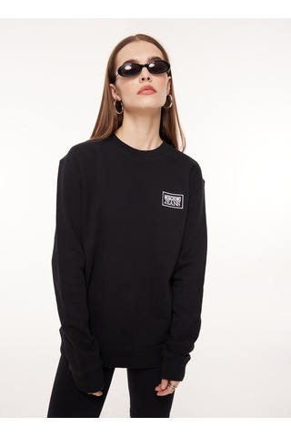 Moschino Jeans Bisiklet Yaka Düz Siyah Kadın Sweatshırt A1713
