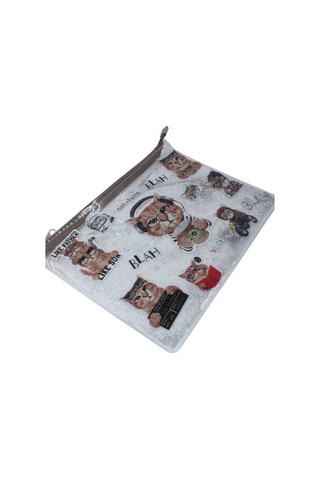 Vuki A4 Sulu Fermuarlı Şeffaf Dosya Vk-0073-08 Kedi