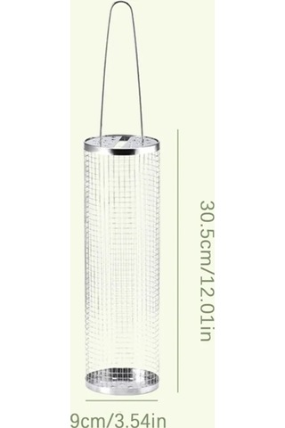 Saplı, Silindirik Paslanmaz Çelik Izgara Sepeti, Dış Mekan Izgara Sebze Izgara Ağı Borusu, Izgara Ağı, 30,5 Cm