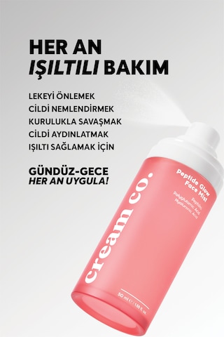 Cream Co. Peptide Glow Face Aydınlatıcı Nemlendirici Yüz Spreyi 50 ML