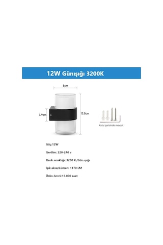 4 Adet Duvar Led Lamba 12w Gün Işık3200k Bahçe Teras Iç&dış Mekan Gün Işığı