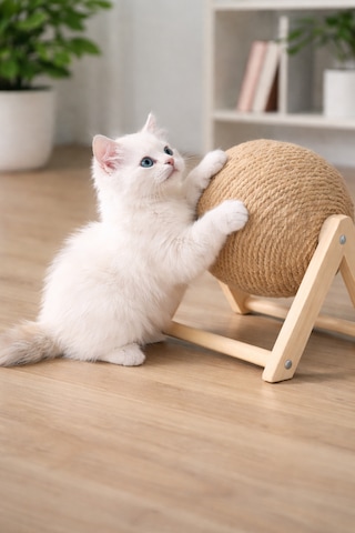 Kedi Tırmalama Topu Ahşap Ayaklı, Dayanıklı Kedi Oyuncağı