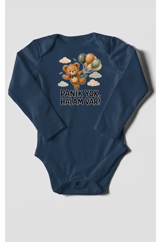 Morivokids Panik Yok, Halam Var Uzun Kollu Çıtçıtlı Bebek Body Lacivert