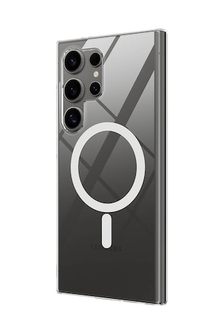 Samsung Galaxy Uyumlu S24 Ultra Kılıf Magsafe Şeffaf Kamera Yeri Açık Çerçeveli Porto Kapak