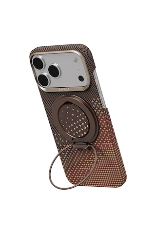 Apple iPhone Uyumlu  17 Pro Max Kılıf Raptic 2in1 Bundle Kit Aramid Skin Serenity Serisi Stand Ve Kapak Kahverengi