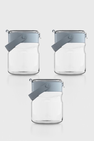 Renga Mono 900 Ml Turkuaz Kapaklı 3'lü Cam Kavanoz Seti 131064 Turkuaz