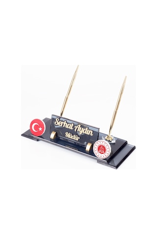 Adalet Bakanlığı Logolu Türk Bayraklı Masaüstü İsimliği