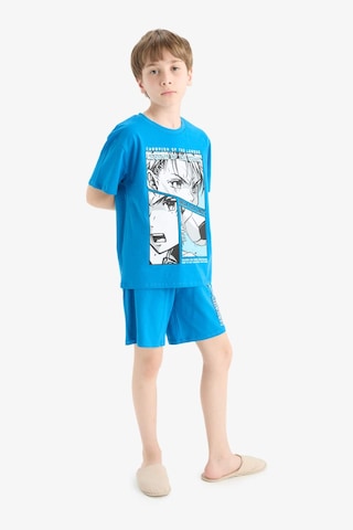 Defacto %100 Pamuklu Baskılı Beli Lastikli Pijama Takımı Erkek Çocuk E2695A825HS Mavi