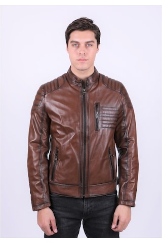 New Zaya Leather Erkek Açık Kahverengi Deri Mont Hakiki Deri Açık Kahverengi