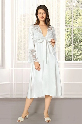 Alissa 8640 Kadın Çeyizlik Saten 6'lı Set-ekru Çok Renkli