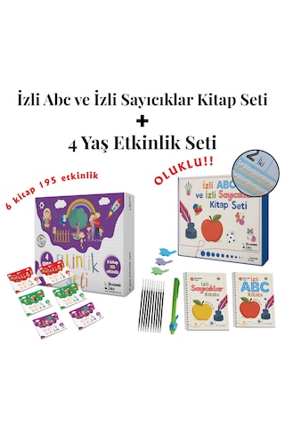 4 Yaş Etkinlik Seti 6 Kitap 195 Etkinlik - İzli Abc Ve Sayıcıklar seti