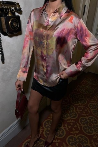 Batik Desenli Saten Gömlek 3445 Multi