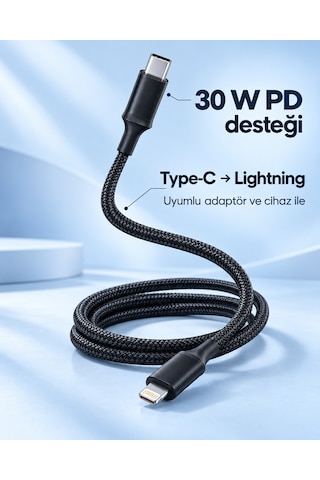 Tek Pd Hızlı Şarj Destekli Led Göstergeli Lightning Kablo Najmaddin