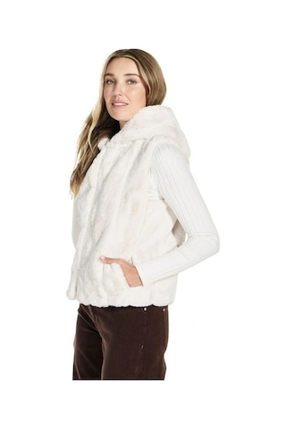 Guess Sophy Kapüşonlu Suni Kürk Yelek-w5bl99wdch0 Beyaz