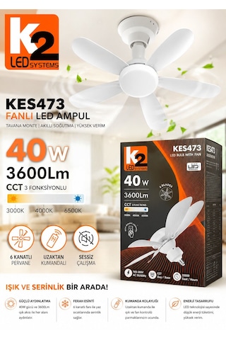 K2 40w E27 Vantilatörlü Led Ampul 3 Renk 100-220v