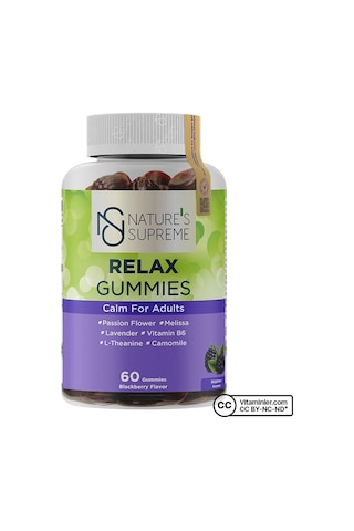 Natures Supreme Relax Gummies 60 Çiğnenebilir Form Böğürtlen