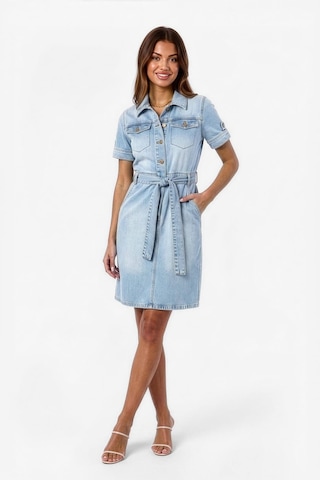 Banny Jeans Kadın İki Cepli Açık Mavi Jean Elbise Kemerli Regular Fit Açık Mavi L