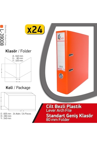Laçin Klasör Turuncu Geniş 24 Adet 1 Koli