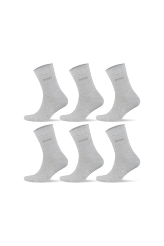 6 Çift Kutulu Bambu Klasik Erkek Çorap Gri