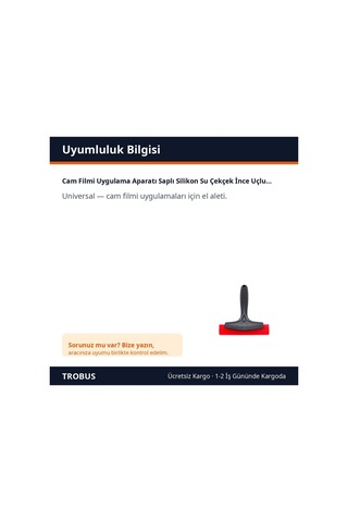Trobus Cam Filmi Uygulama Aparatı Saplı Silikon Su Çekçek İnce Uçlu Ragle Siyah Kırmızı