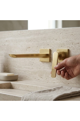Fg-a4102 Mat Altın Ankastre Lavabo Bataryası