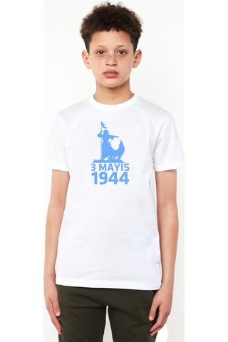Tshirthane 3 Mayıs Türkçülük Günü Beyaz Çocuk Bisikletyaka Tshirt Beyaz