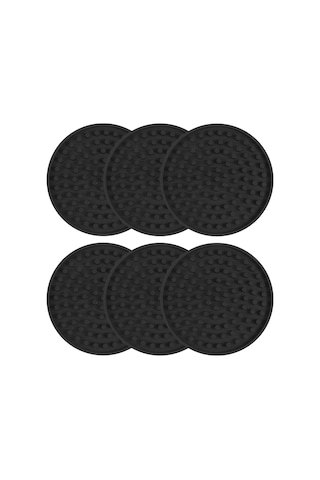 Xurunkeji Siyah Yuvarlak Silikon Kauçuk Bardak Altlıkları 6'lı Set Kaymaz Evler Ve Barlar İçin Mükemmel Siyah